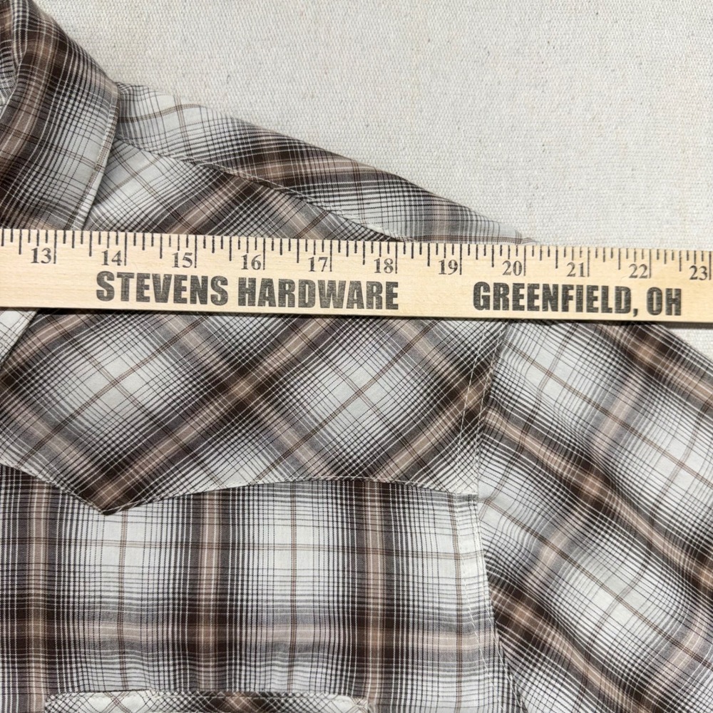 Wrangler Wrancher Western Snap Shirt Mens XLT Tall Brown Plaid MTW1231 Cowboy - Picture 10 of 13